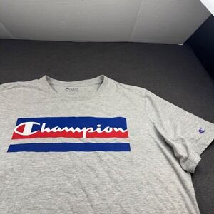 Champion Mens‎ 2XL 2GE Grey Short Sleeve Crew Neck Graphic T Shirt Athleticwear